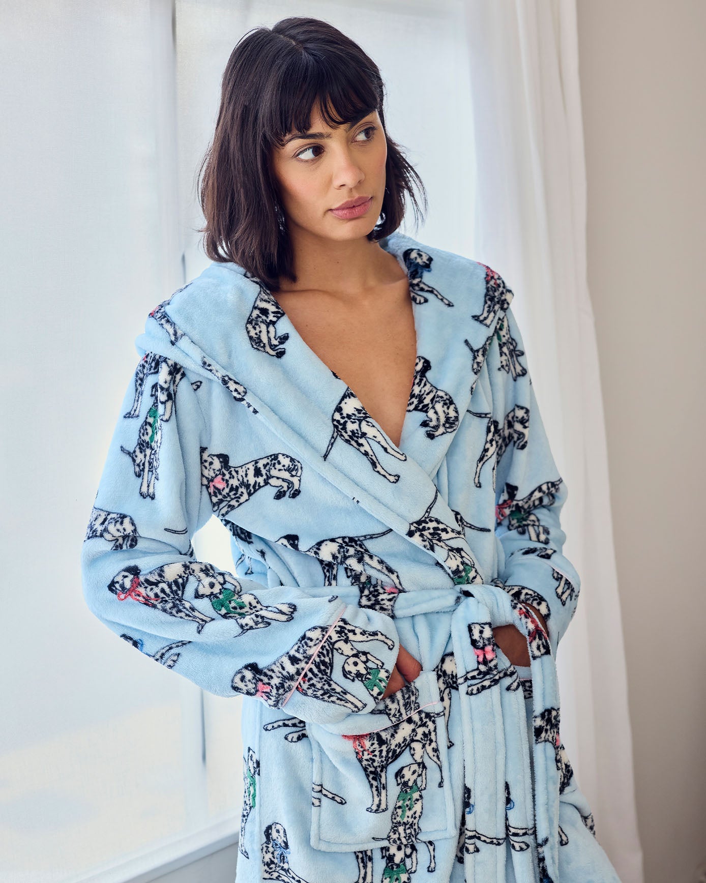 Flannel Dalmatian Dogs Print Dressing Gown