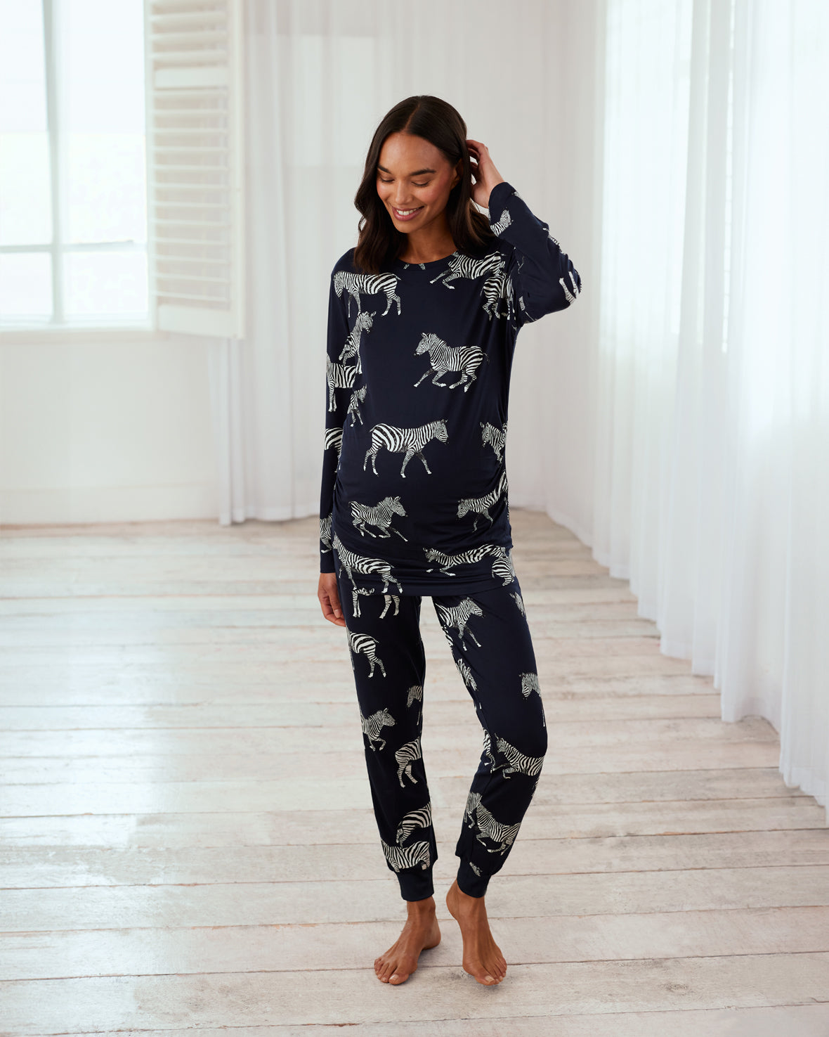 Maternity Zebra Print Long Pyjama Set