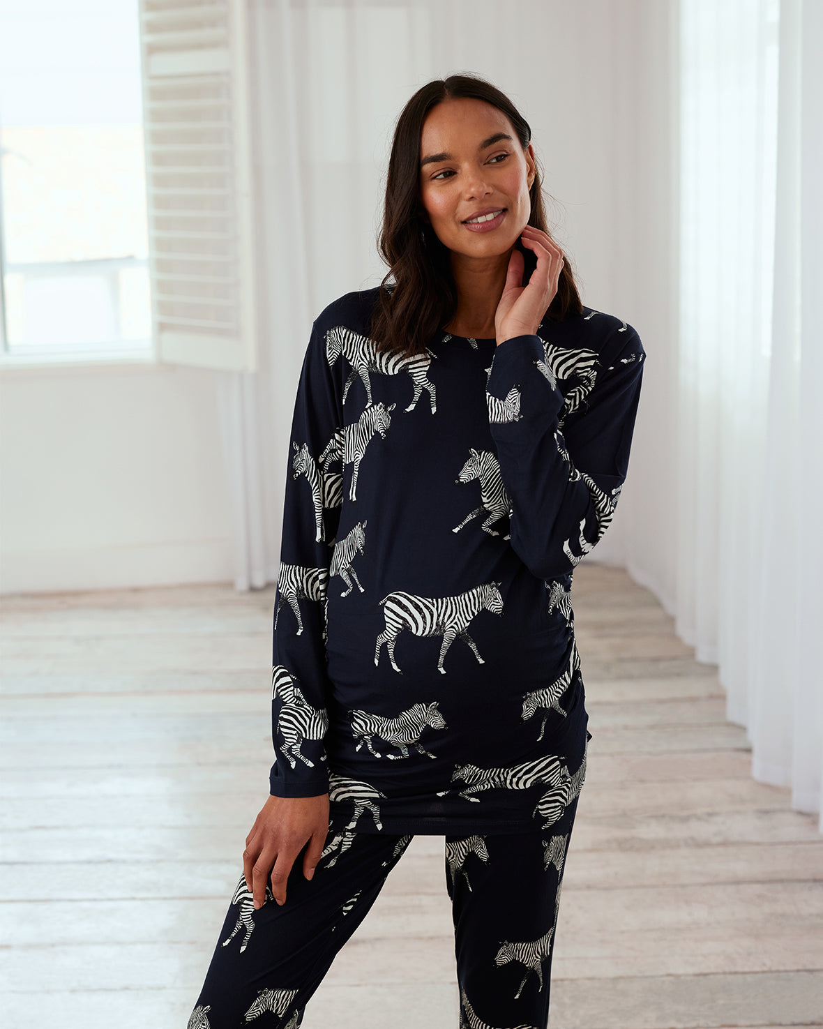 Maternity Zebra Print Long Pyjama Set