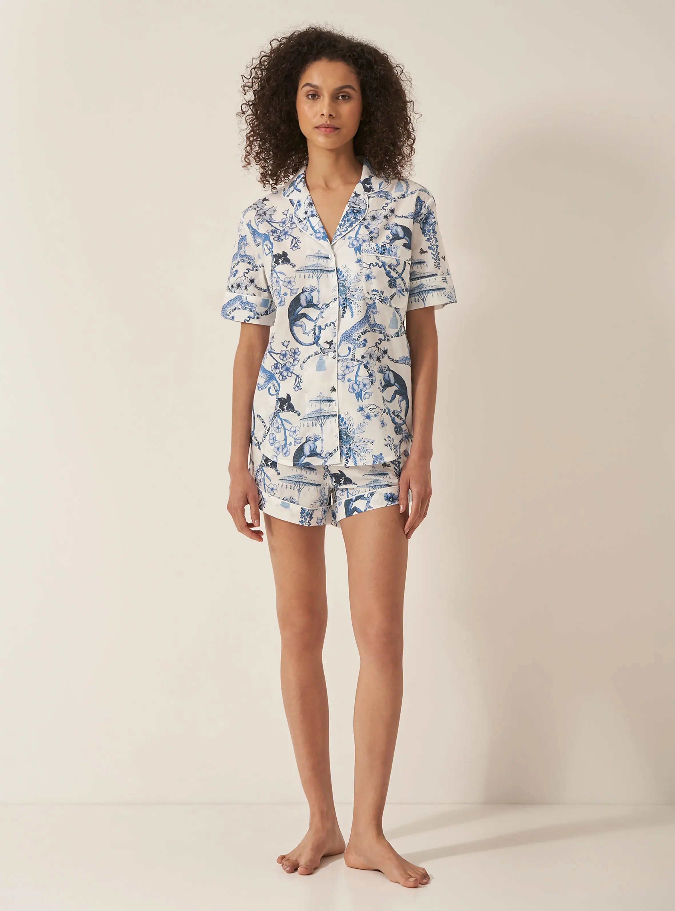 Chinoiserie Whimsy Women's Short Sleeve Organic Cotton Pyjama Short Set