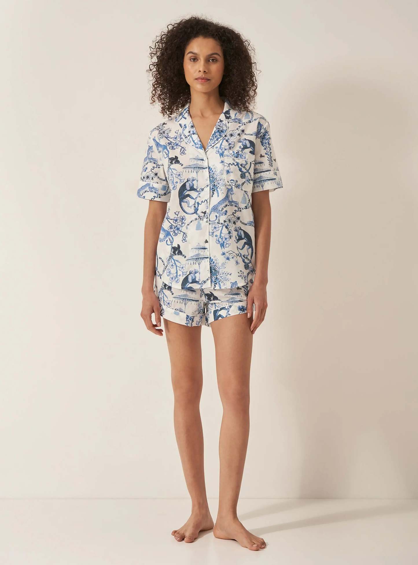 Chinoiserie Whimsy Women's Short Sleeve Organic Cotton Pyjama Short Se