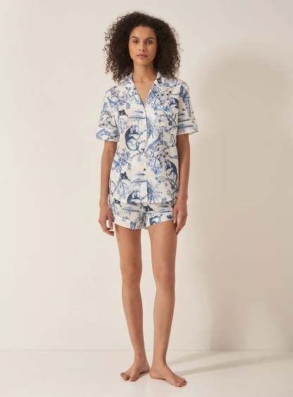 Chinoiserie Whimsy Women's Short Sleeve Organic Cotton Pyjama Short Set