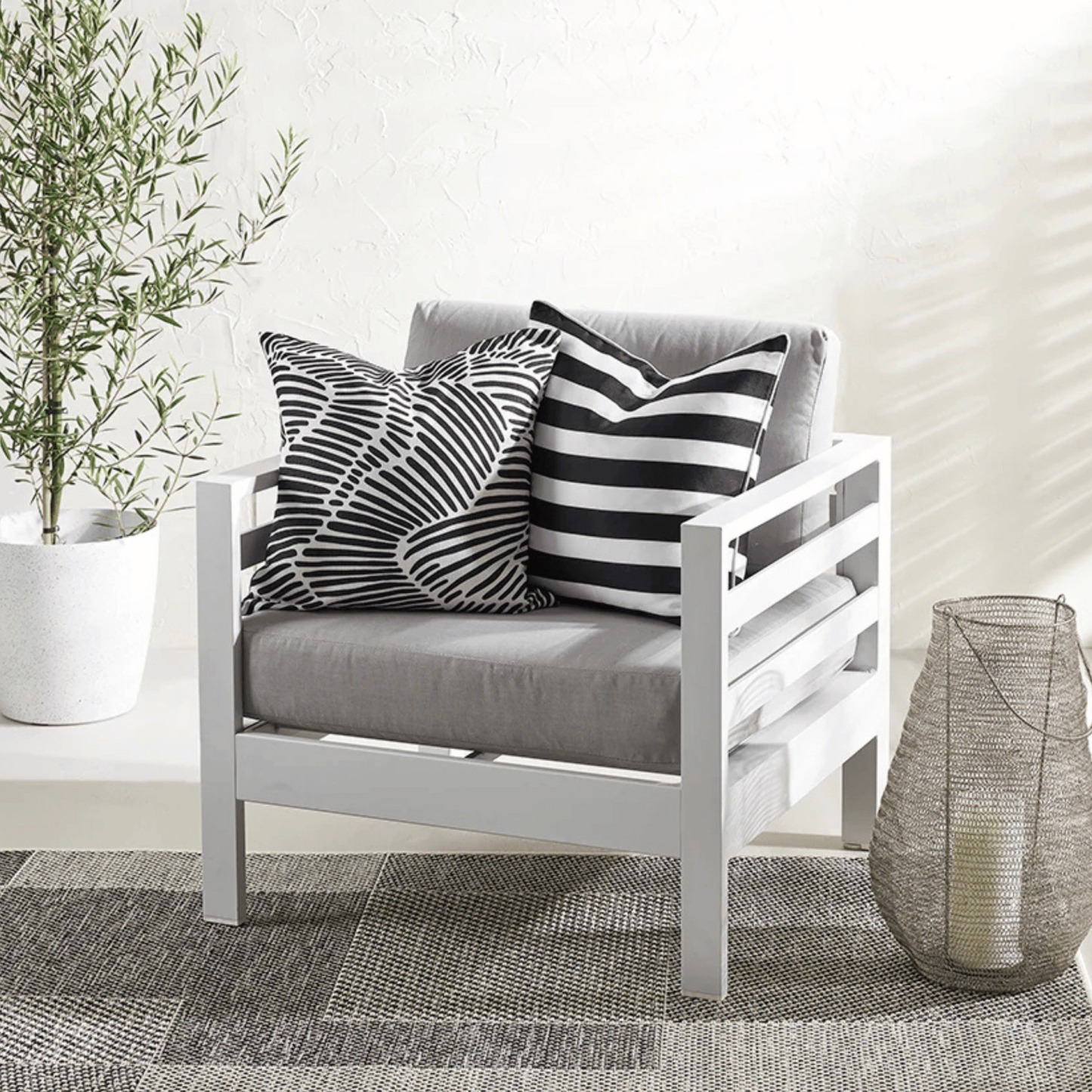 Black and White Indoor/Outdoor Cushion