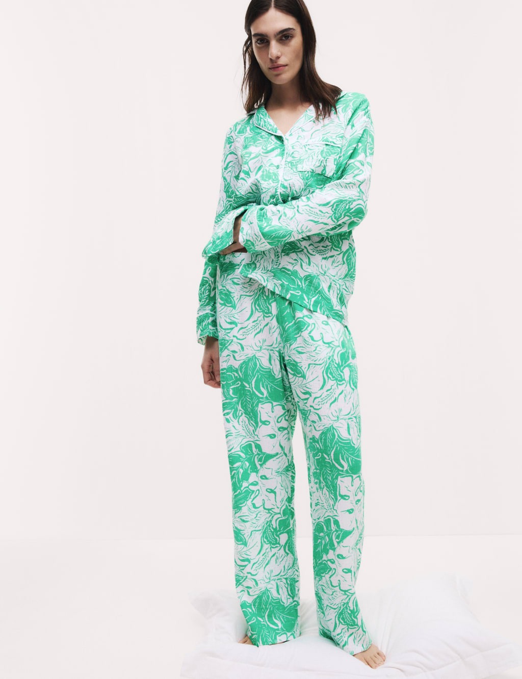 Cool Comfort Green Floral Printed Pyjama Set