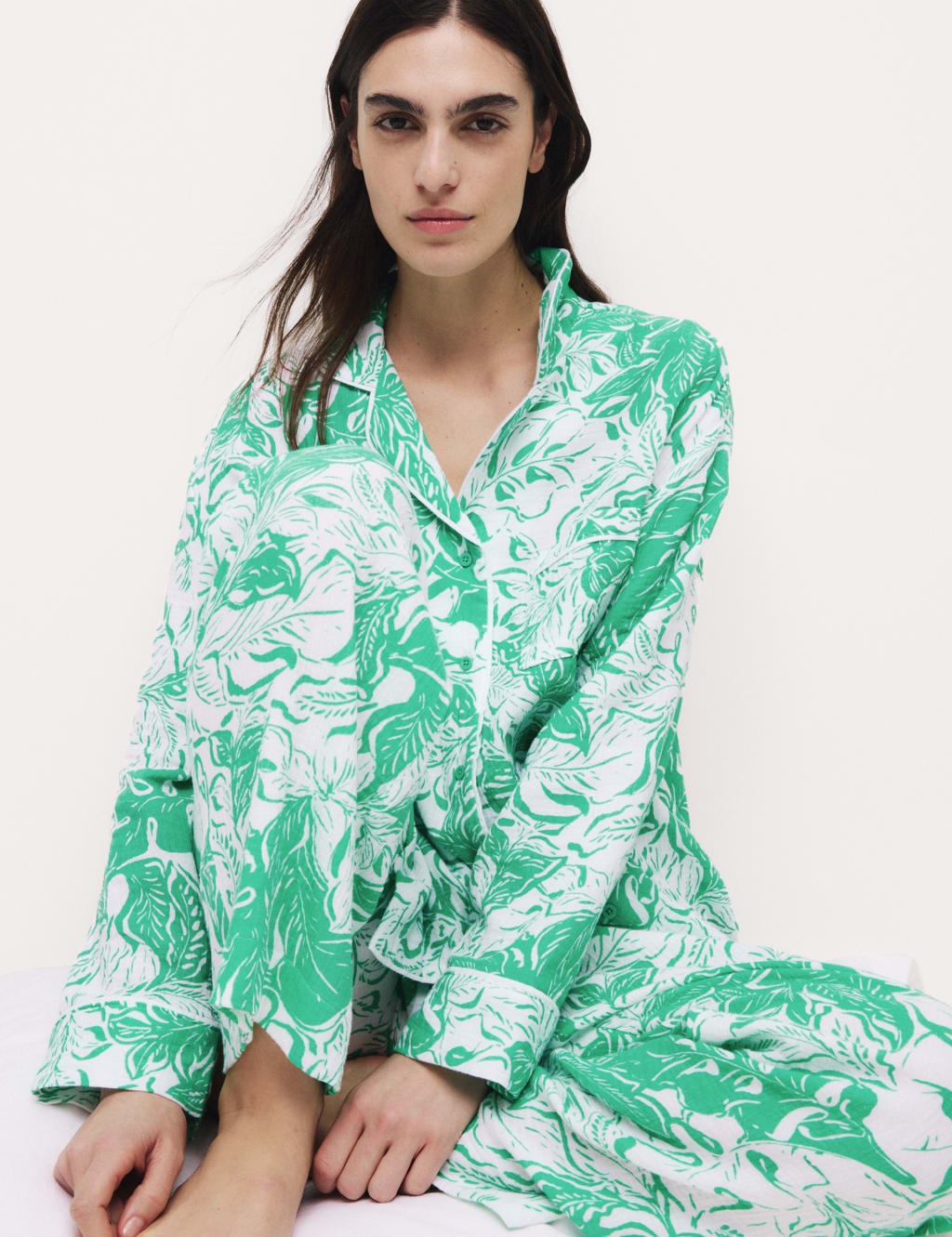 Cool Comfort Green Floral Printed Pyjama Set