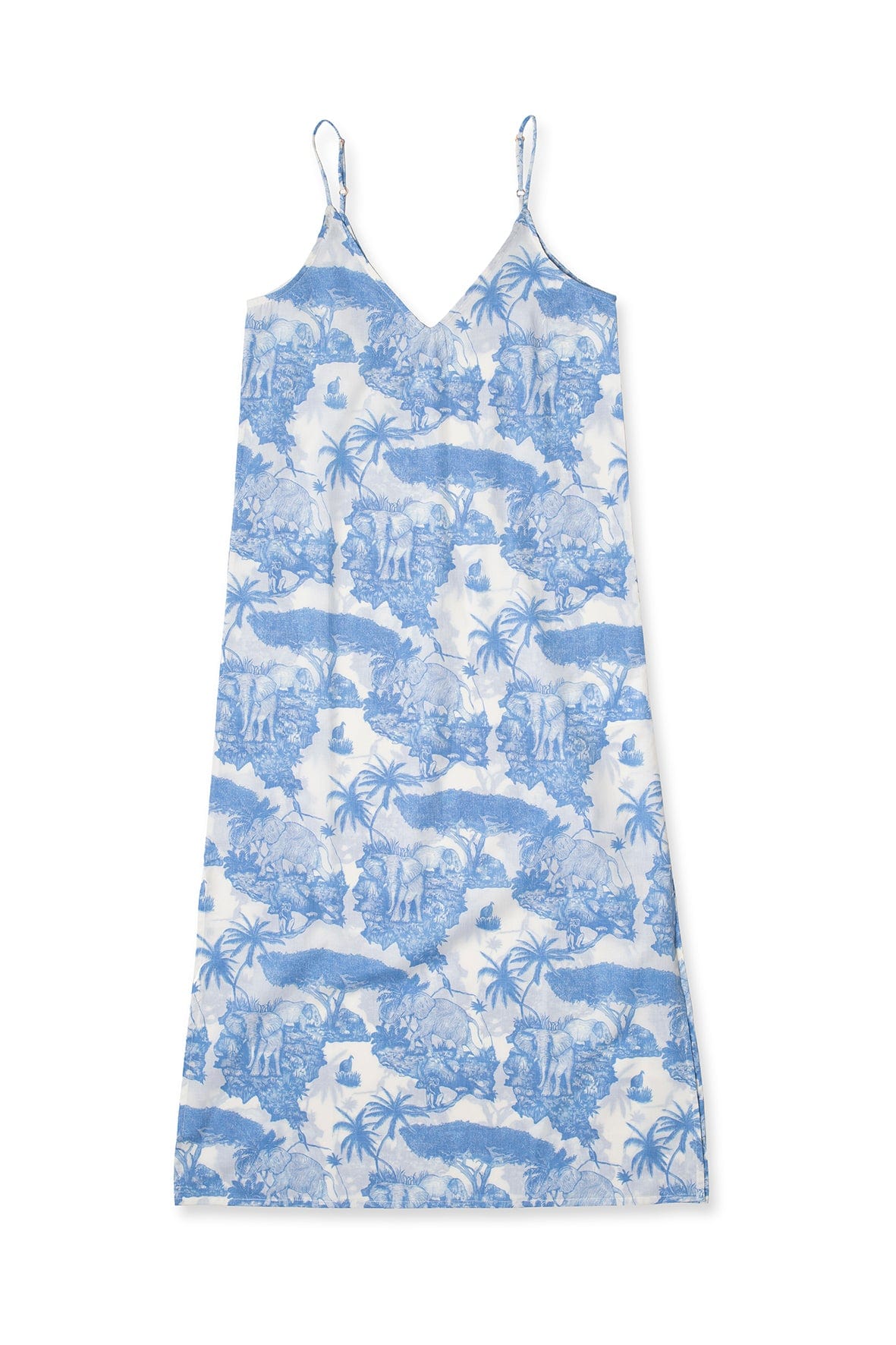  V Neck Printed Slide Pajamas Blue