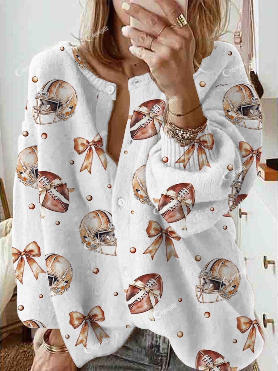 Women's Rugby Art Painting Print Cardigan Sweater