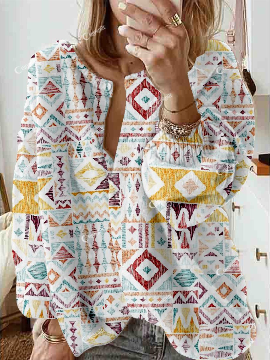 Women's Bohemian Art Floral Print Home Cardigan Sweater