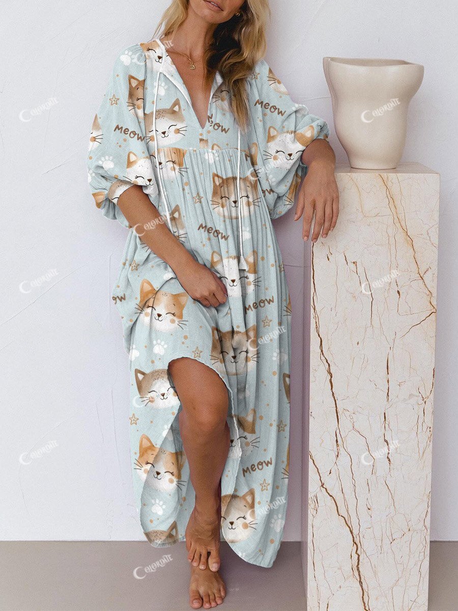 Women's Cute Cat Pattern Dress