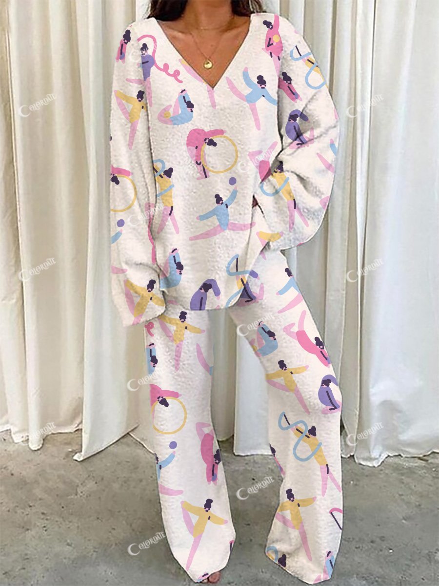 Women's Rhythmic Gymnastics Printed Sweatshirt Set