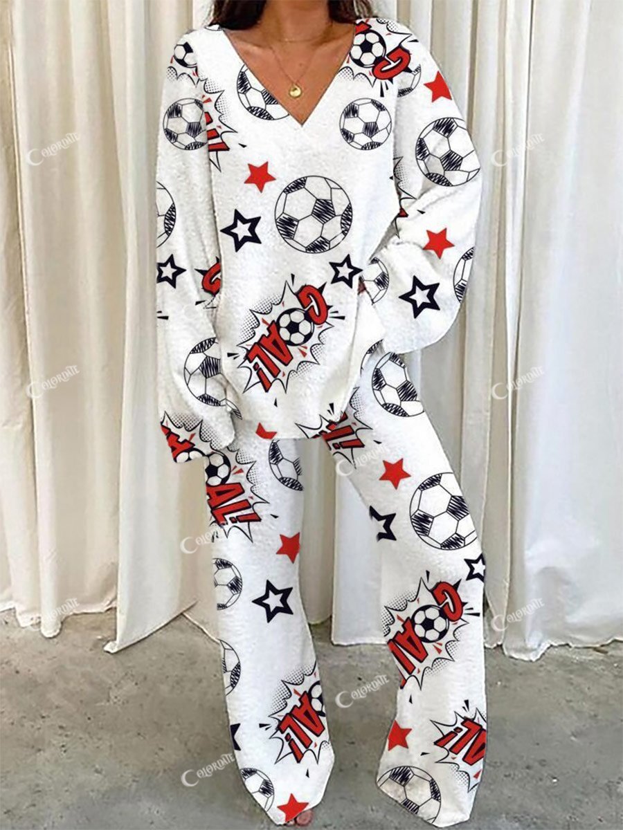 Women's Football Explosion V-Neck Long Sleeve Pant Suit