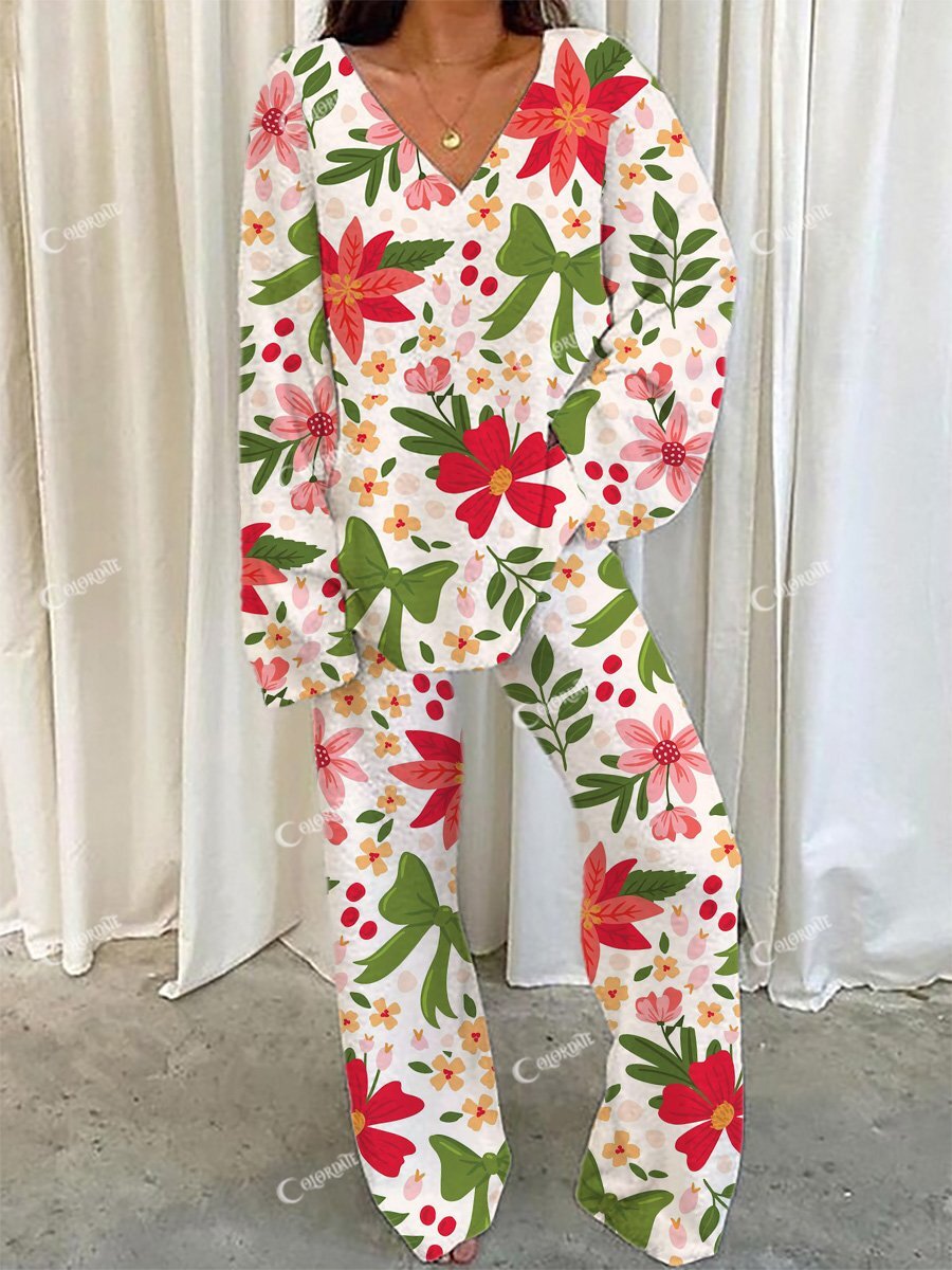 Women's Poinsettia Sweatshirt Set