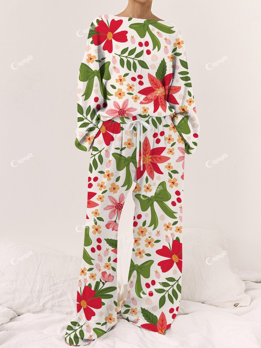 Women's Poinsettia Sweatshirt Set