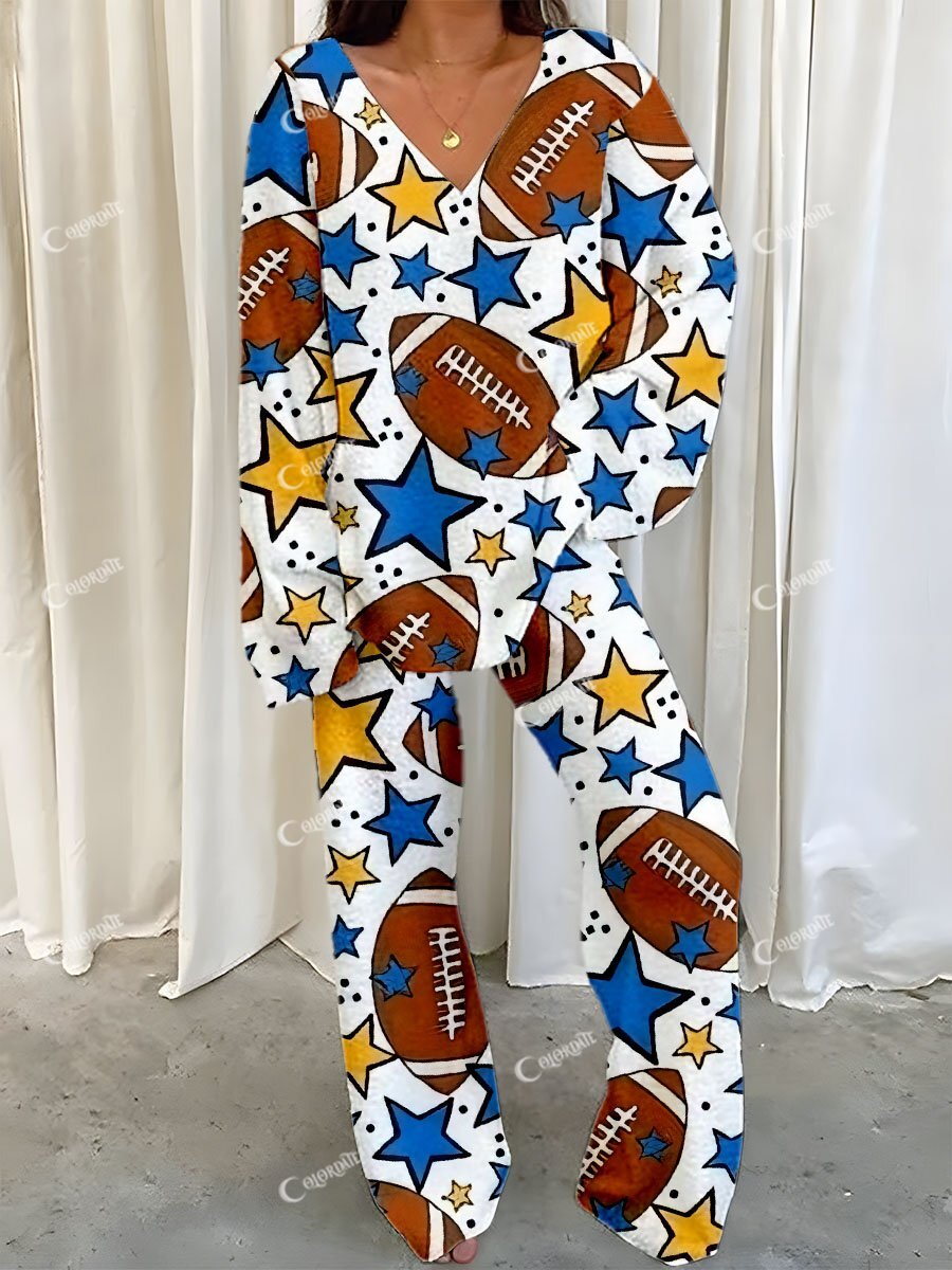 Women's Football Star Print Fleece Suit