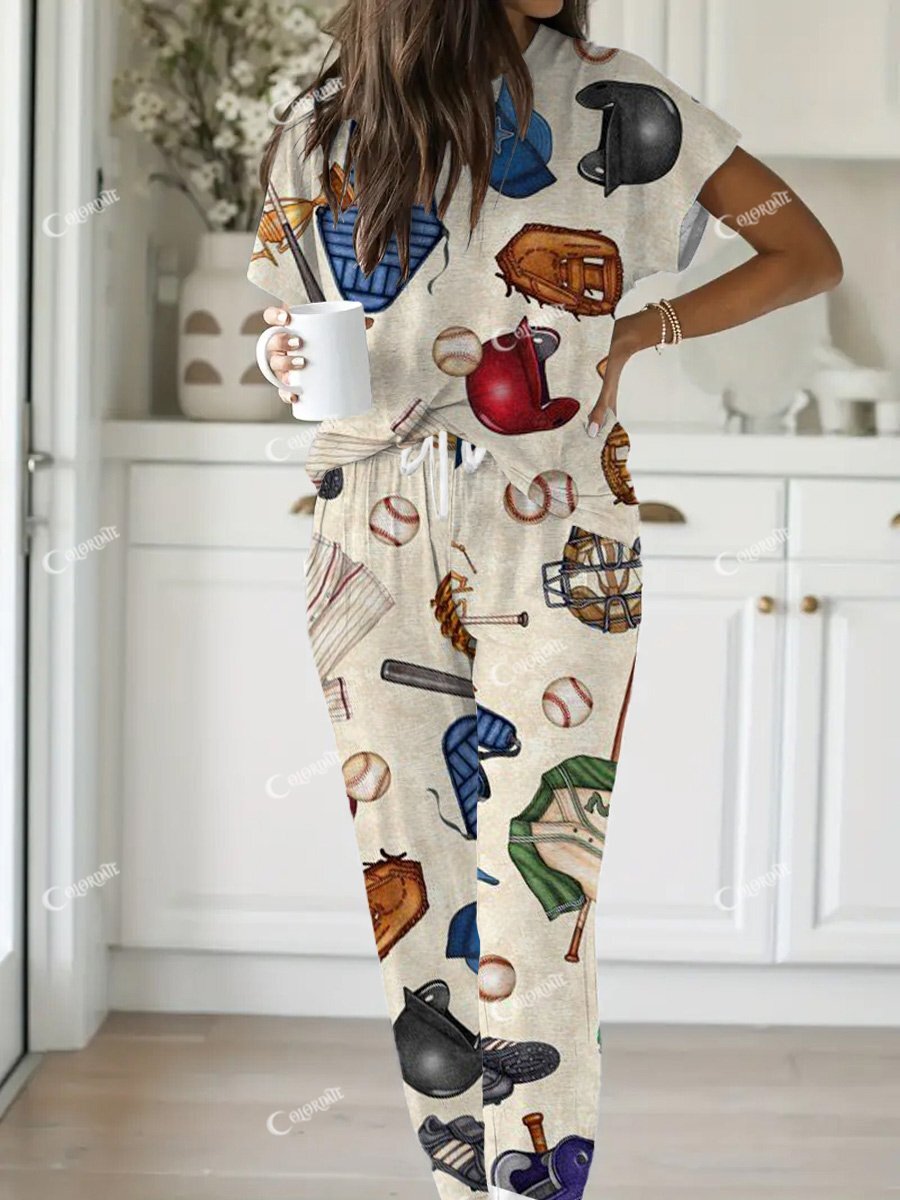Women's Baseball Fun Print Home Set