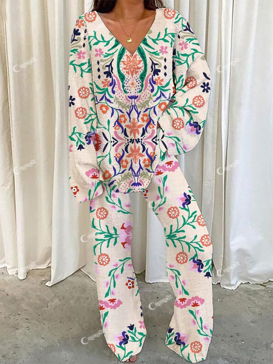 Women's Vibrant Floral Pajama Set