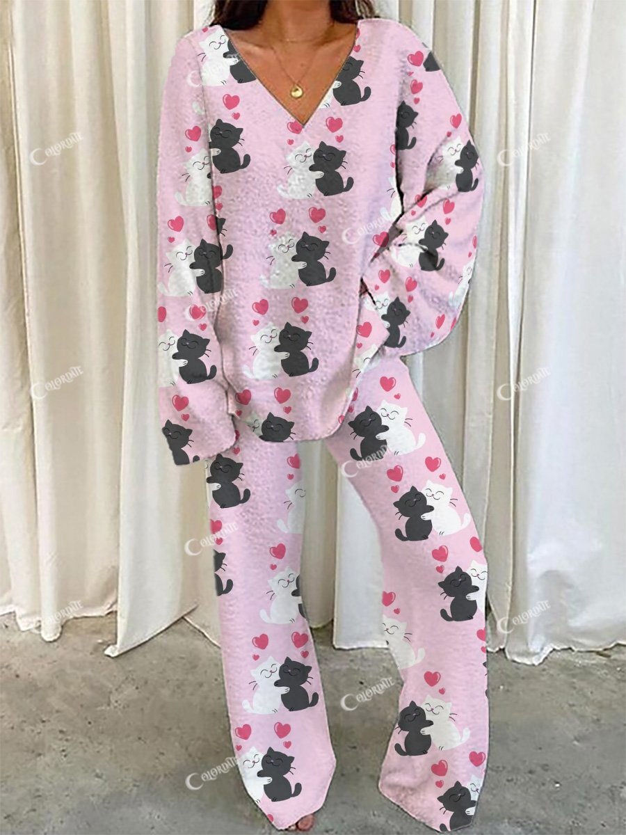 Women's Love Cat Pajama Set
