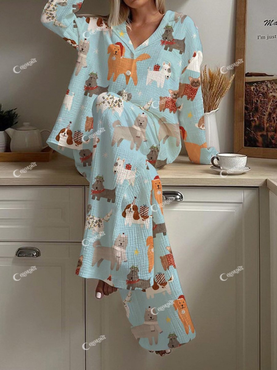 Women's Cute Pet Print Pajama Set