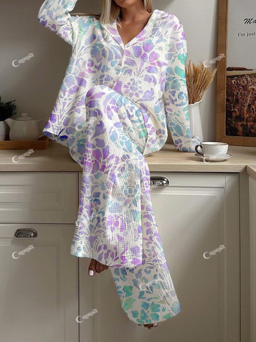 Women's Elegant Bohemian Printed Loose Homewear Set