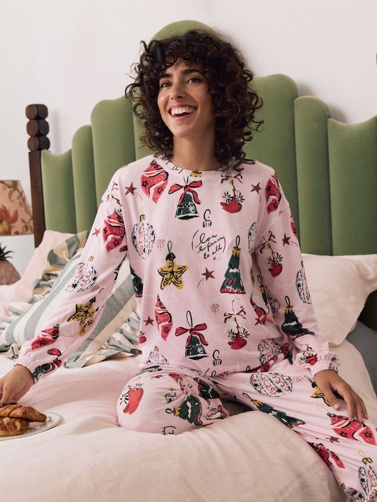 Pink Christmas Bauble Cosy Long Sleeve Gift Wrap Pyjamas
