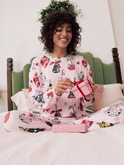 Pink Christmas Bauble Cosy Long Sleeve Gift Wrap Pyjamas