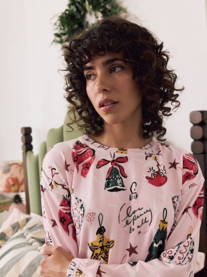 Pink Christmas Bauble Cosy Long Sleeve Gift Wrap Pyjamas