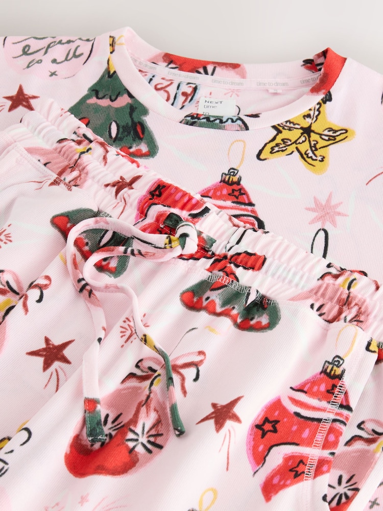 Pink Christmas Bauble Cosy Long Sleeve Gift Wrap Pyjamas