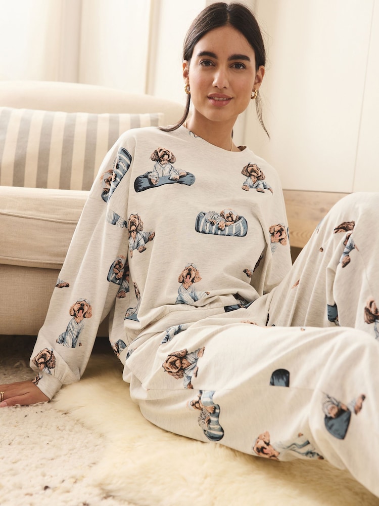 Grey Charlie The Cockapoo Long Sleeve Pyjamas