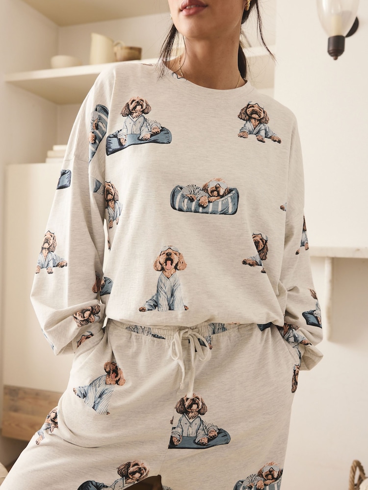 Grey Charlie The Cockapoo Long Sleeve Pyjamas