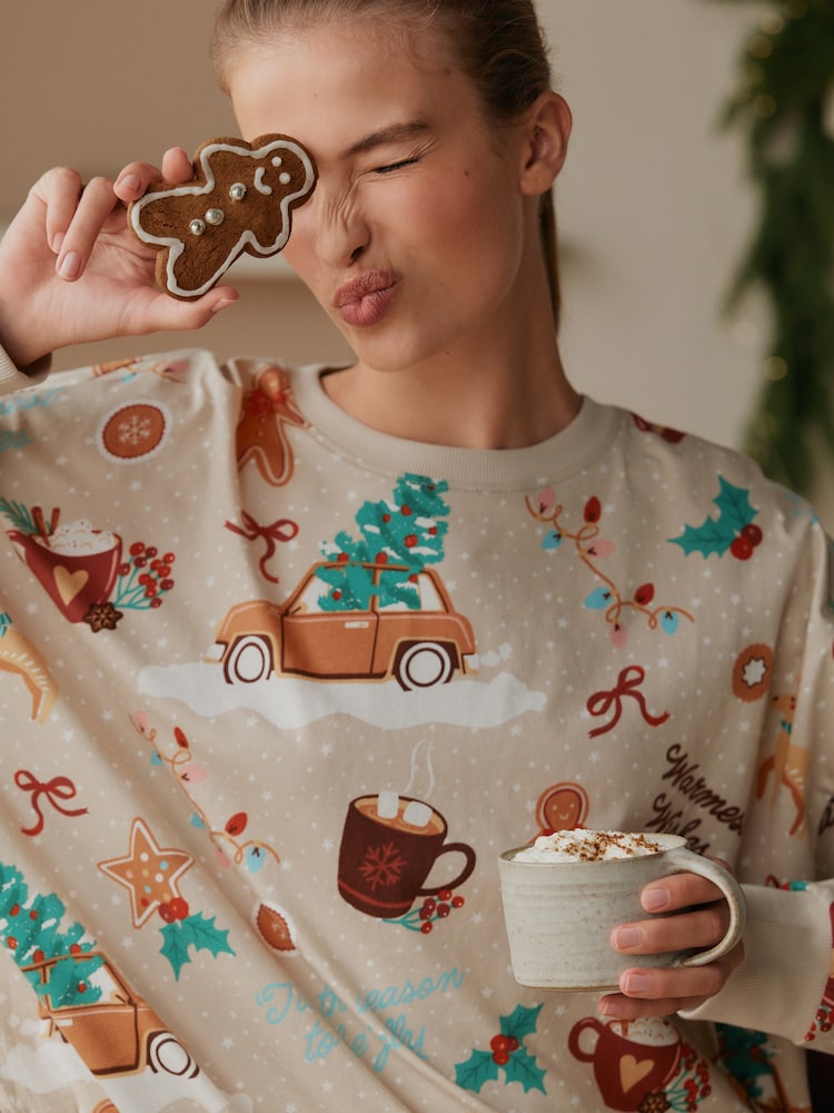 Cream Gingerbread Christmas Pyjamas