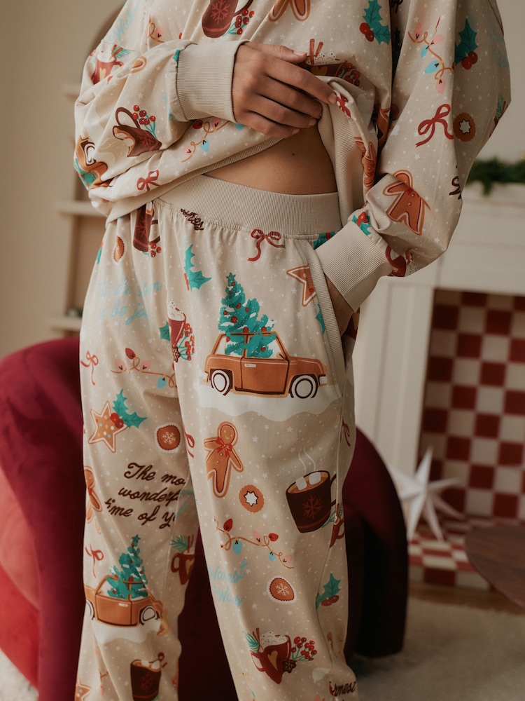 Cream Gingerbread Christmas Pyjamas