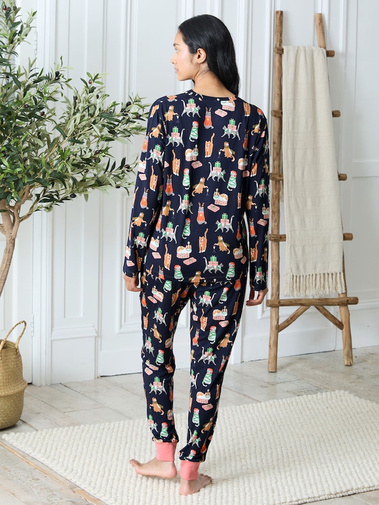 Blue Christmas Cats Pyjamas