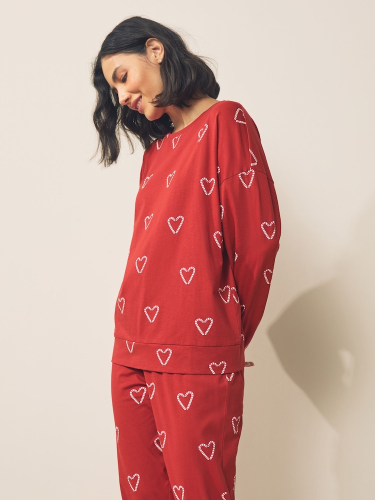 Red Candy Canes Long Sleeve Gift Wrap Pyjamas