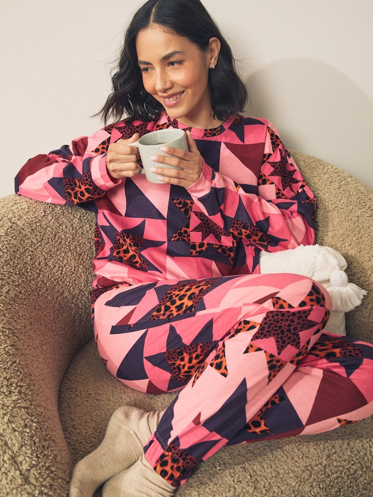 Pink Star Long Sleeve Pyjama Set