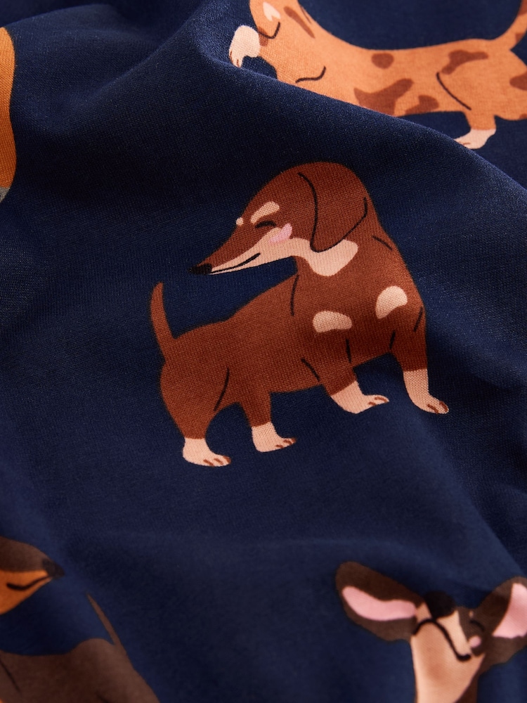 Navy Blue Dachshund Long Sleeve Pyjamas