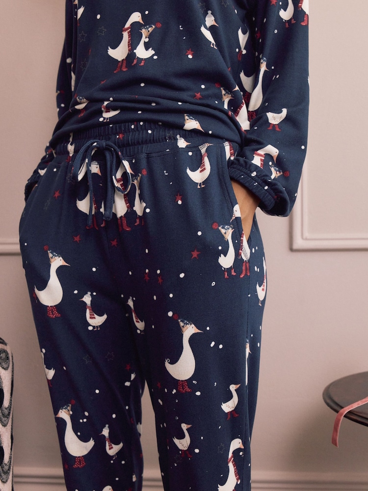 Navy Duck Cosy Long Sleeve Gift Wrap Pyjamas
