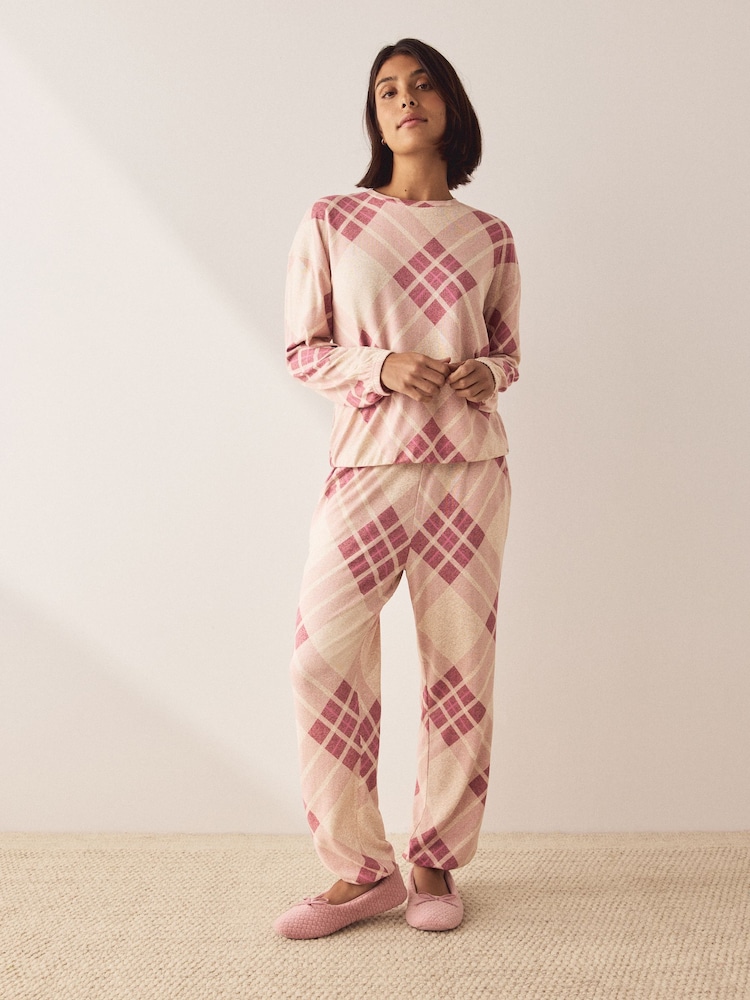 Pink Argyle Cosy Long Sleeve Pyjamas