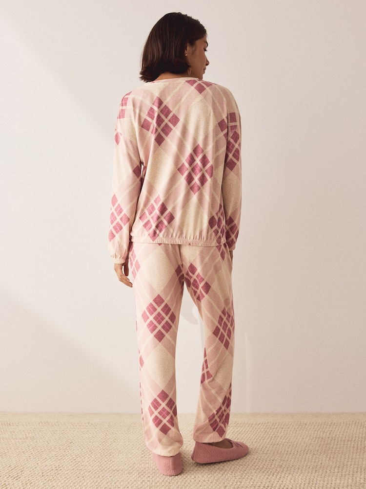 Pink Argyle Cosy Long Sleeve Pyjamas
