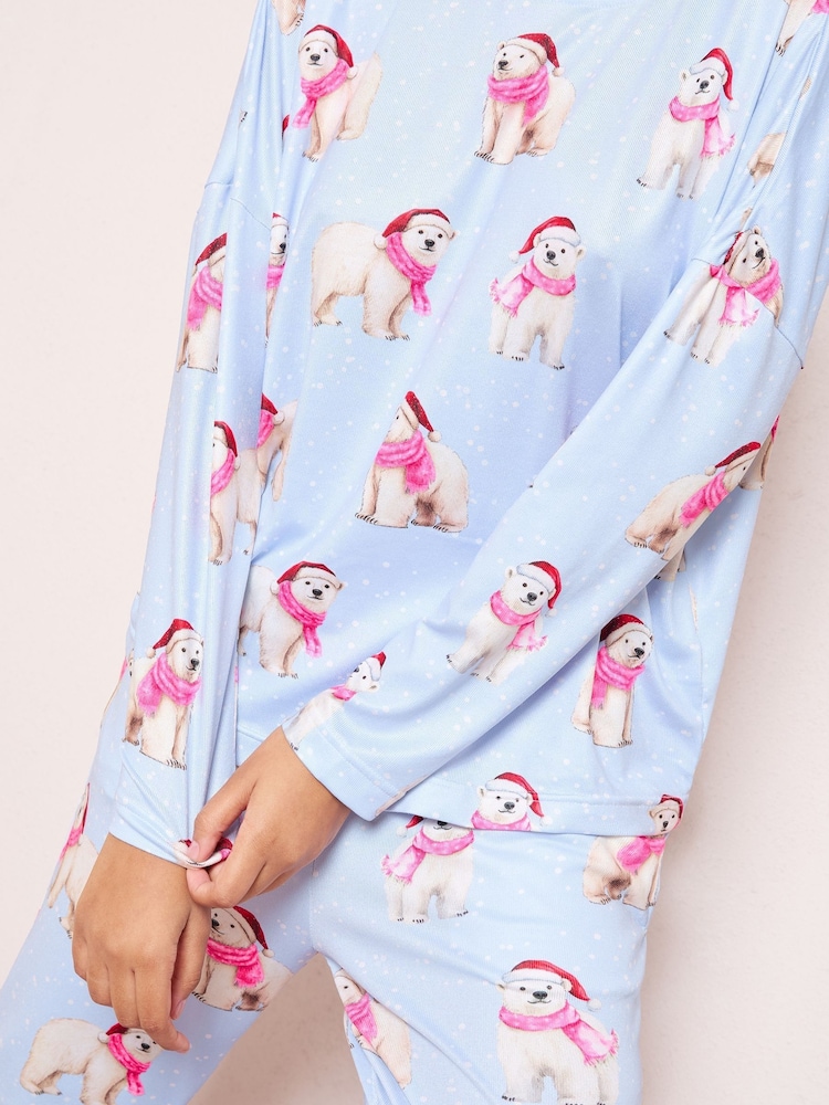 Blue Polar Bear Long Sleeve Christmas Pyjamas