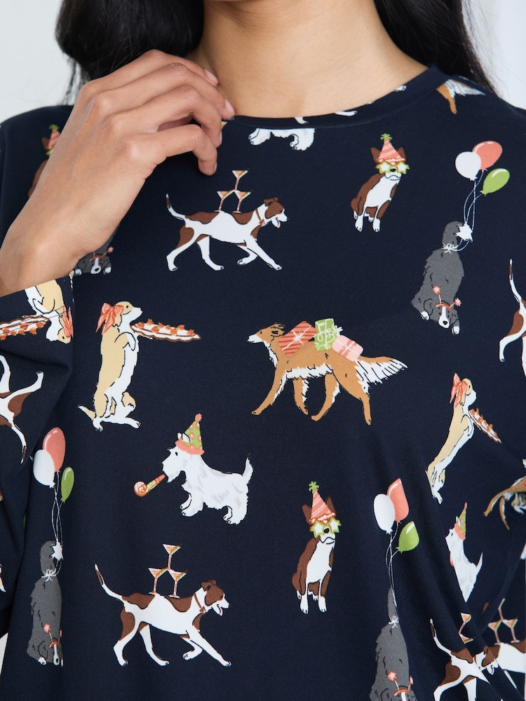 Blue Posh Dogs Long Pyjamas Set