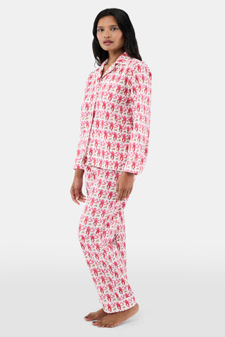 Pink & White Floral Long-Sleeve Pajama Set