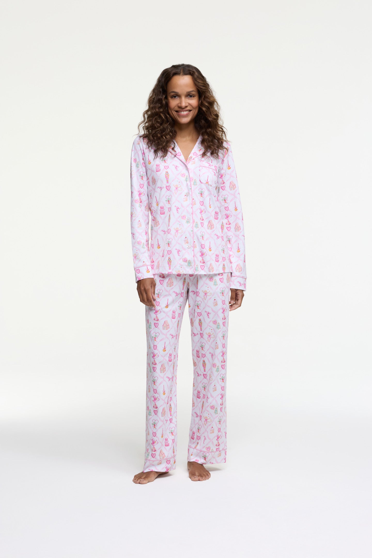 Sugarplum Lattice Print Home Long Sleeve Suit