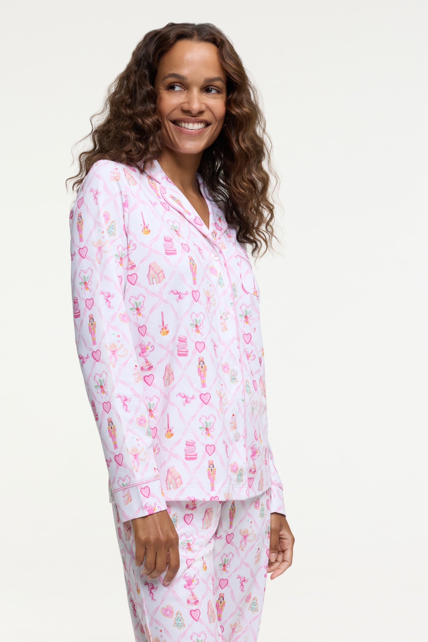 Sugarplum Lattice Print Home Long Sleeve Suit