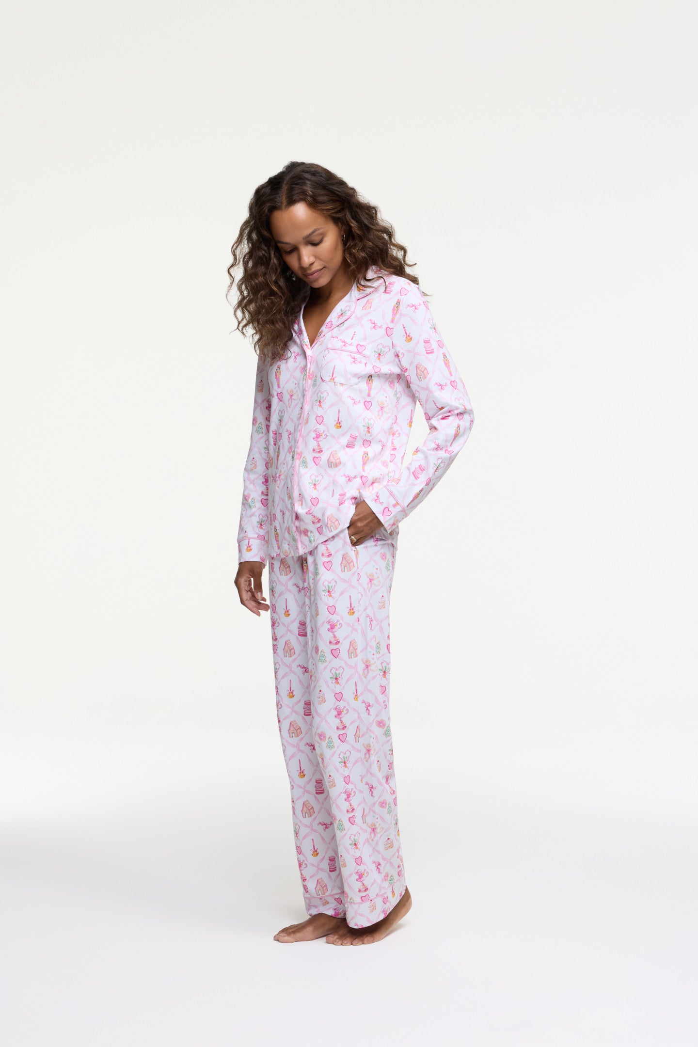 Sugarplum Lattice Print Home Long Sleeve Suit