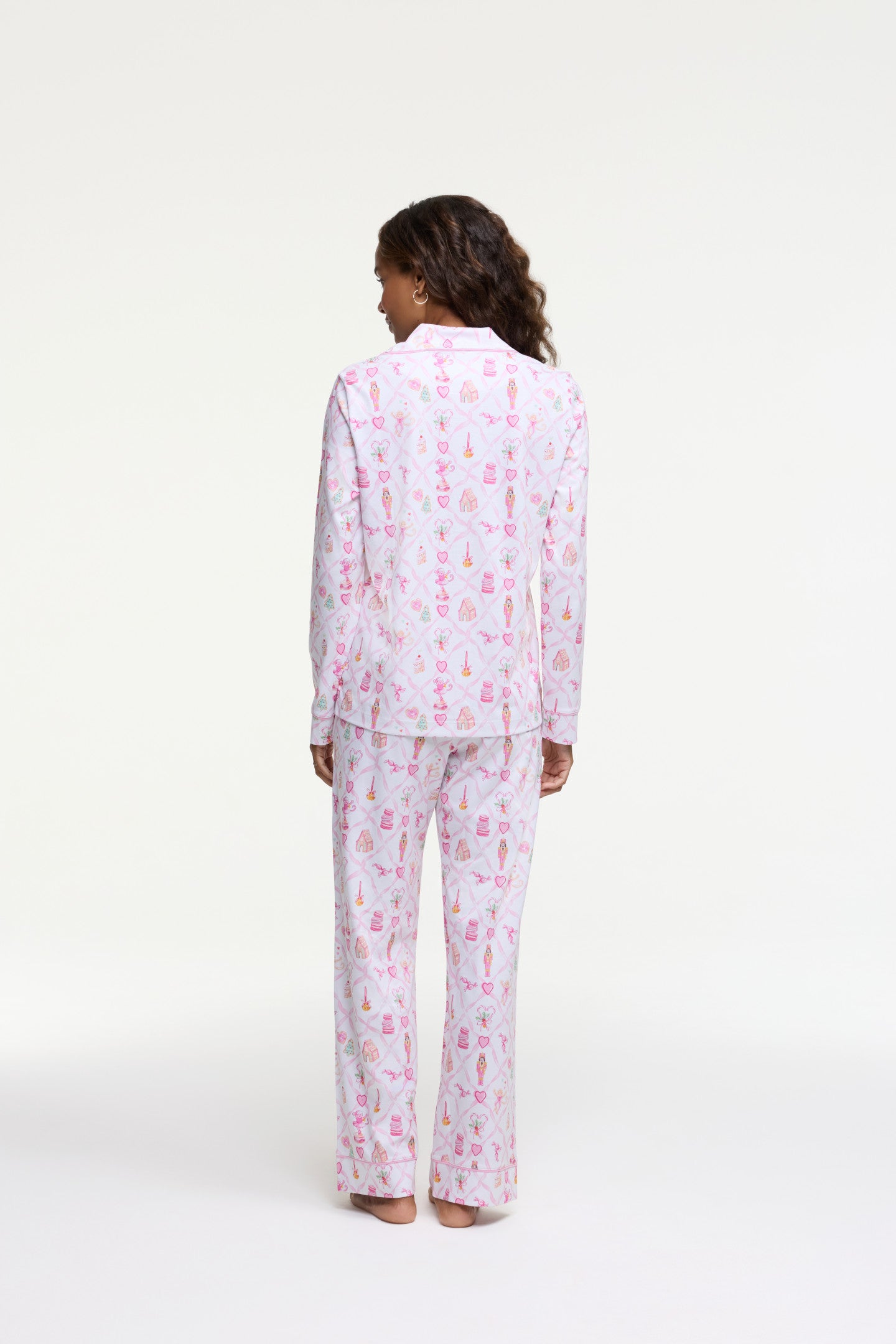 Sugarplum Lattice Print Home Long Sleeve Suit