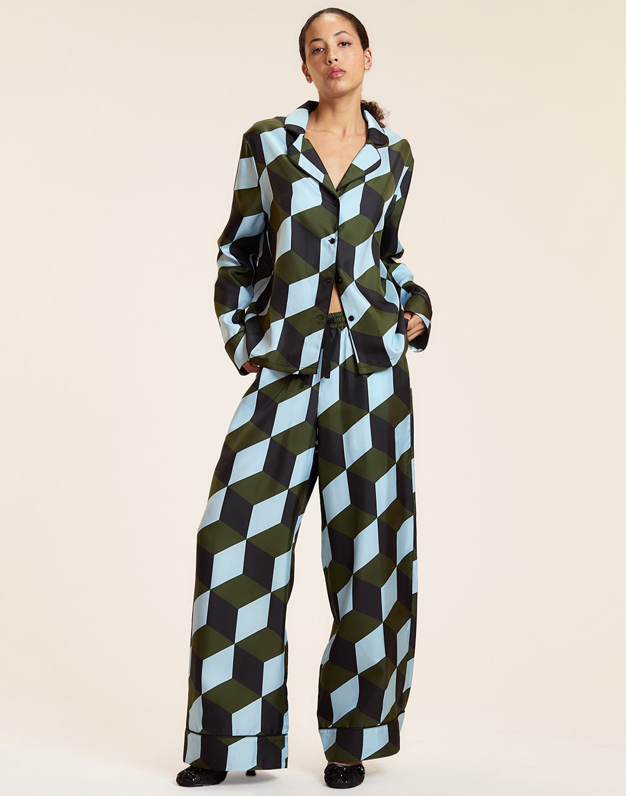 Women's White Festive Character Print Home Long Sleeve Suit