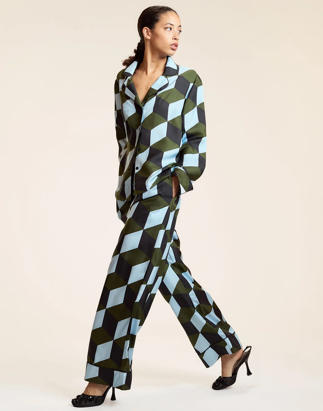 Women's White Festive Character Print Home Long Sleeve Suit