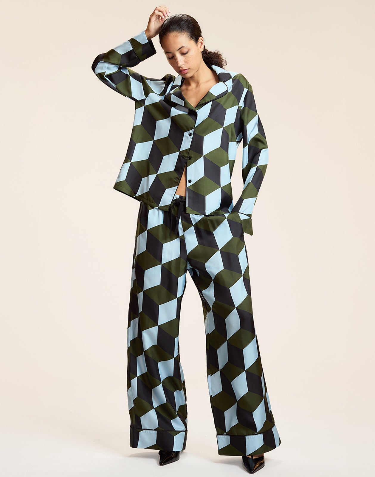 Women's White Festive Character Print Home Long Sleeve Suit
