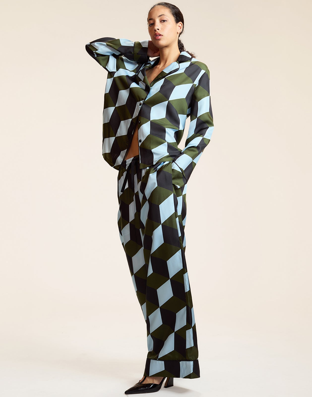 Women's White Festive Character Print Home Long Sleeve Suit