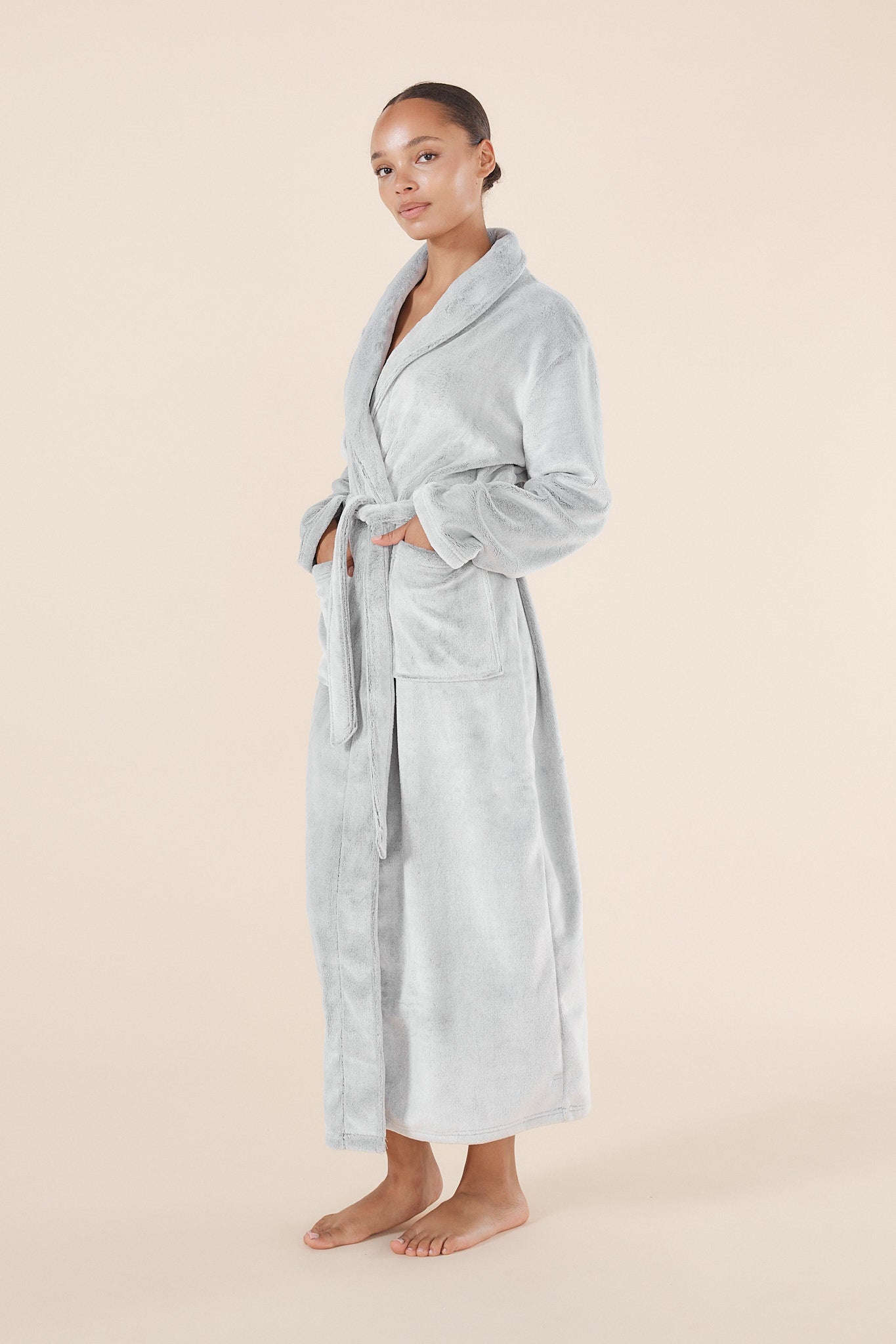 Grey Print Dressing Gown